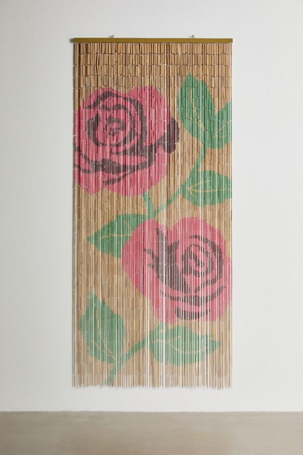 Slide View: 2: Rose Bamboo Beaded Curtain