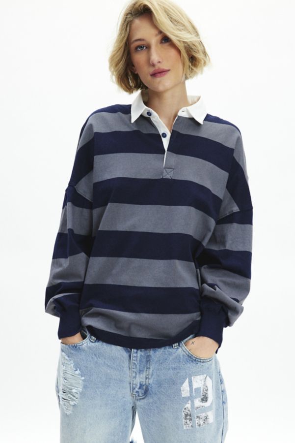 Slide View: 1: BDG Alexander Oversized Long Sleeve Rugby Shirt