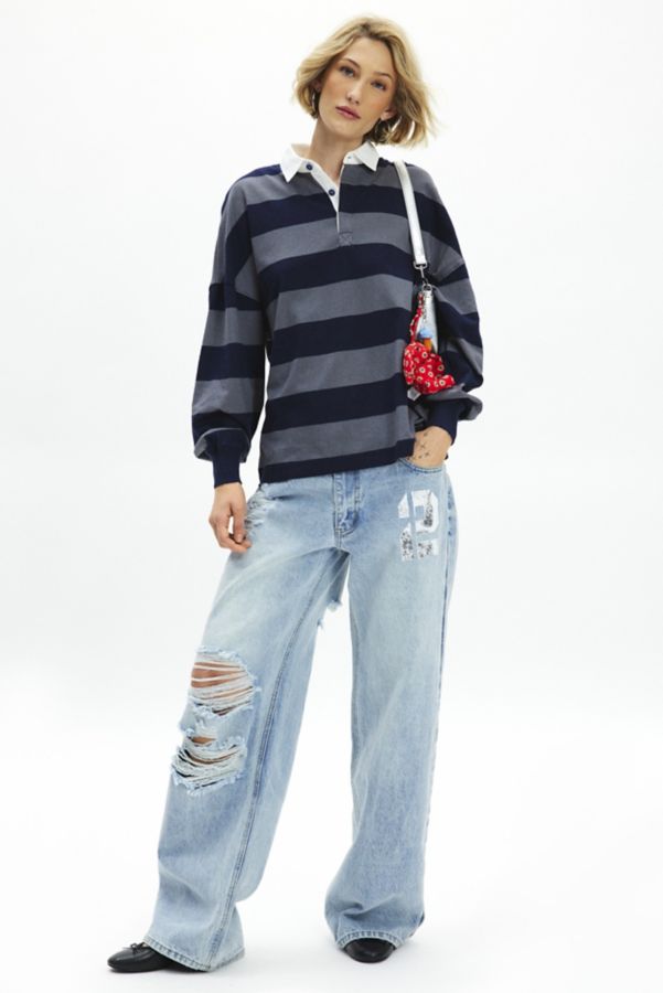 Slide View: 3: BDG Alexander Oversized Long Sleeve Rugby Shirt