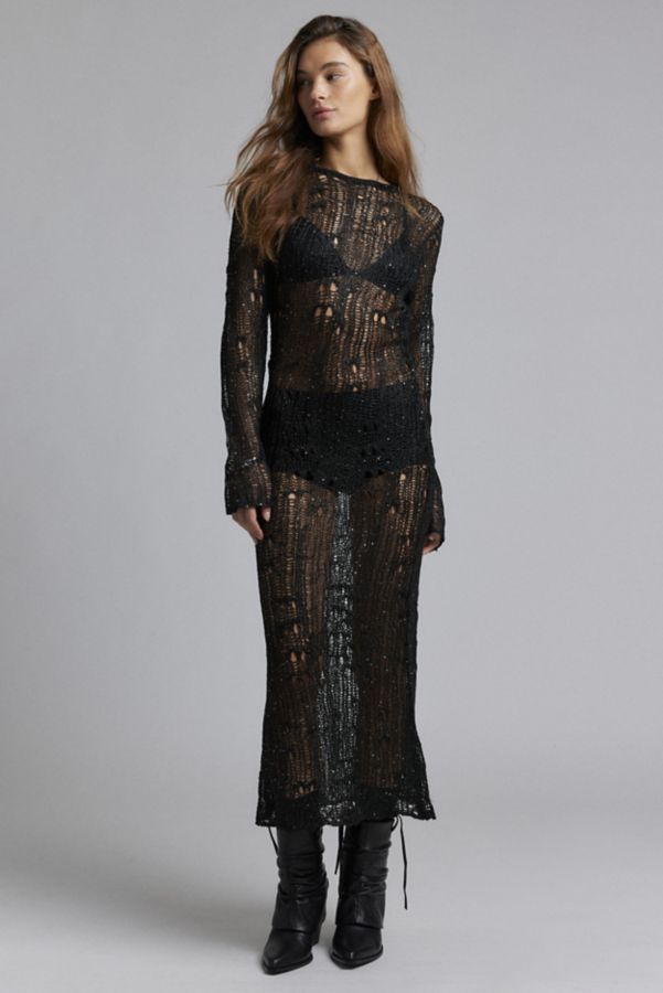 Slide View: 1: The Ragged Priest Jinx Sheer Ladder Knit Maxi Dress