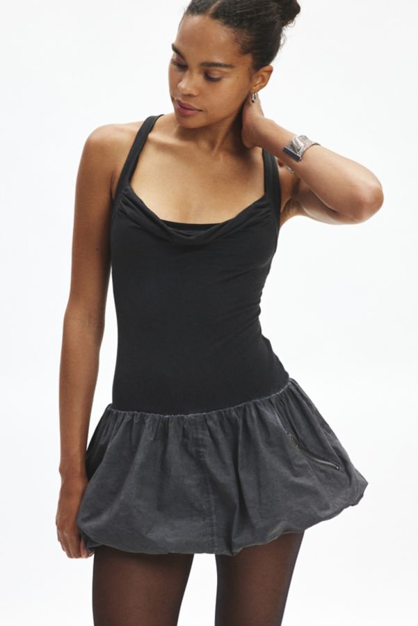 Slide View: 1: Silence + Noise Chiara Drop Waist Bubble Hem Mini Dress