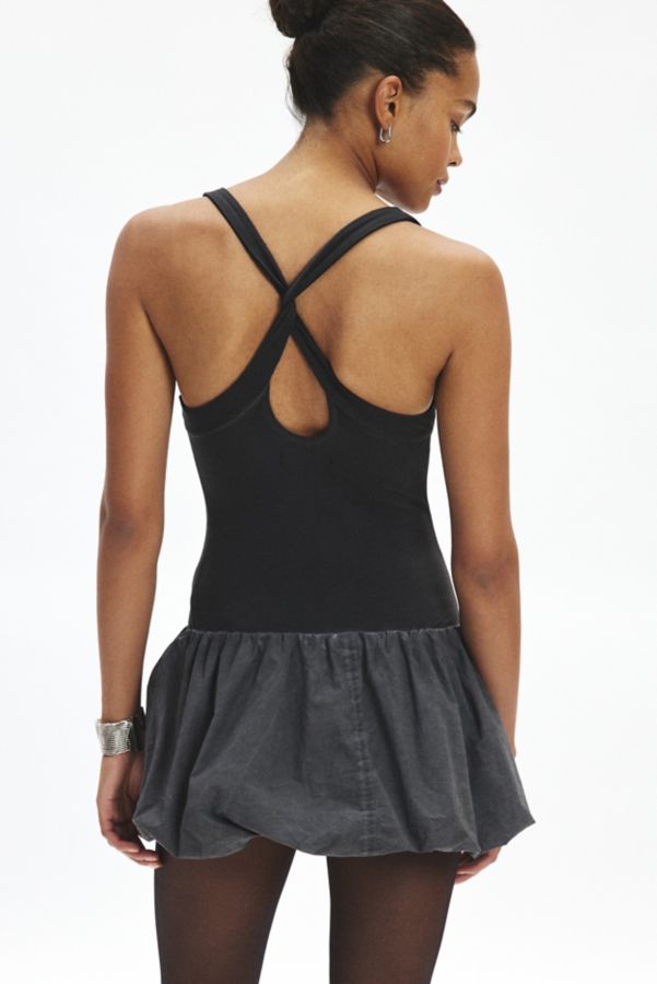 Slide View: 2: Silence + Noise Chiara Drop Waist Bubble Hem Mini Dress