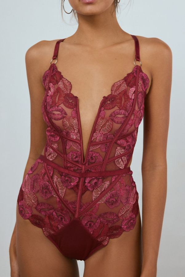 Slide View: 4: Thistle + Spire Eye Candy Kiss Embroidered Bodysuit