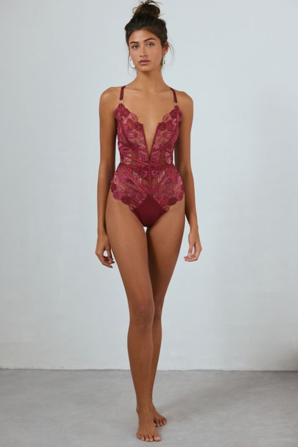 Slide View: 1: Thistle + Spire Eye Candy Kiss Embroidered Bodysuit