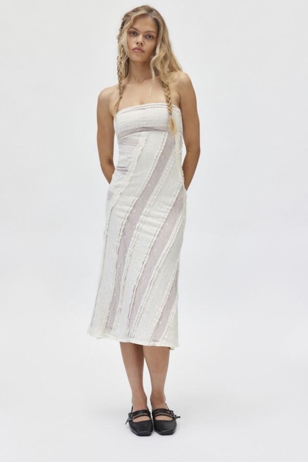 Slide View: 3: Kimchi Blue Sydney Asymmetric Lace Trim Strapless Midi Dress