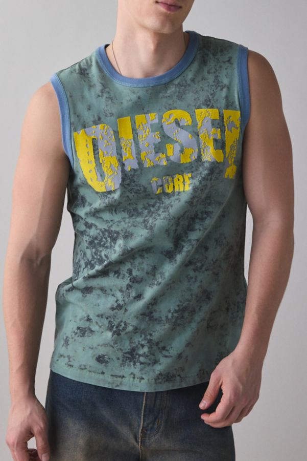 Slide View: 1: Diesel Core Graphic Distressed Tank Top