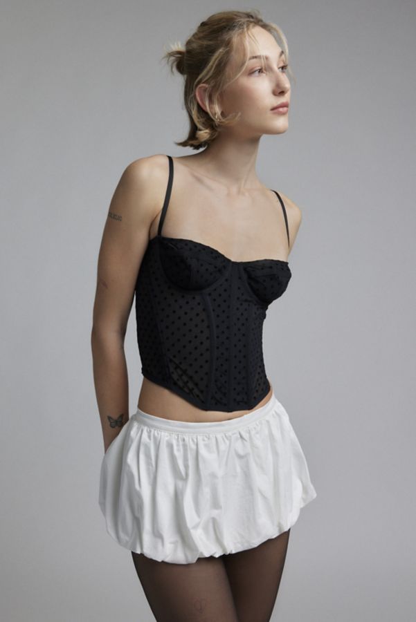 Slide View: 1: Out From Under Flocked Dots Corset Top