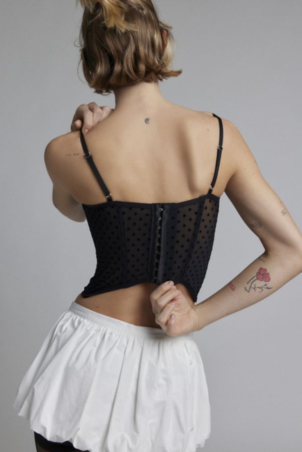 Slide View: 2: Out From Under Flocked Dots Corset Top