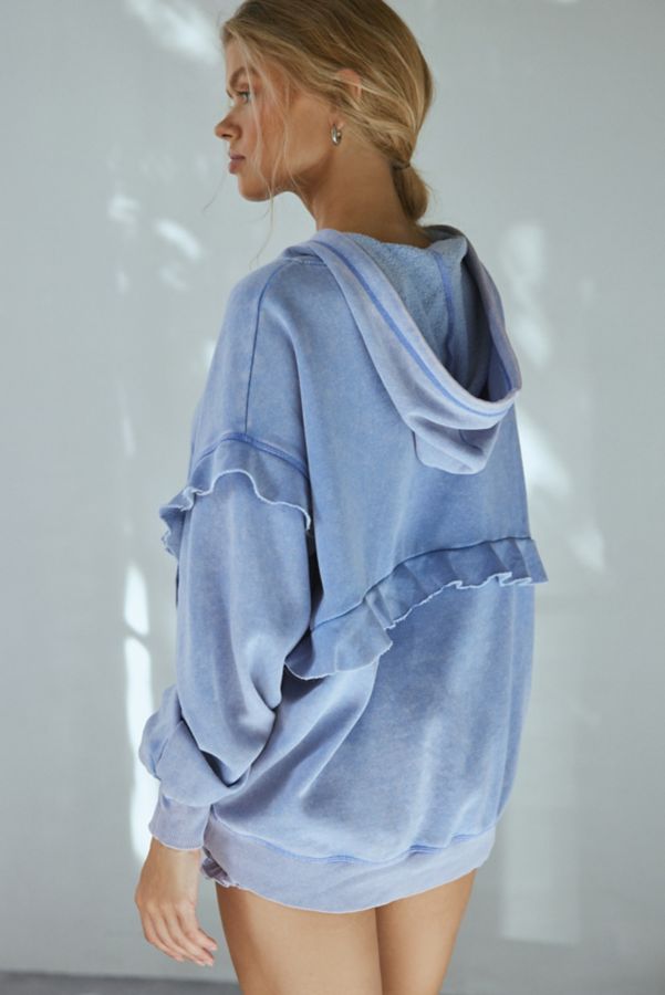 Slide View: 4: Out From Under Fade Away Ruffled Hoodie Sweatshirt