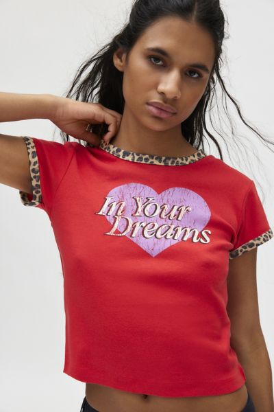 In Your Dreams Leopard Graphic Ringer Tee