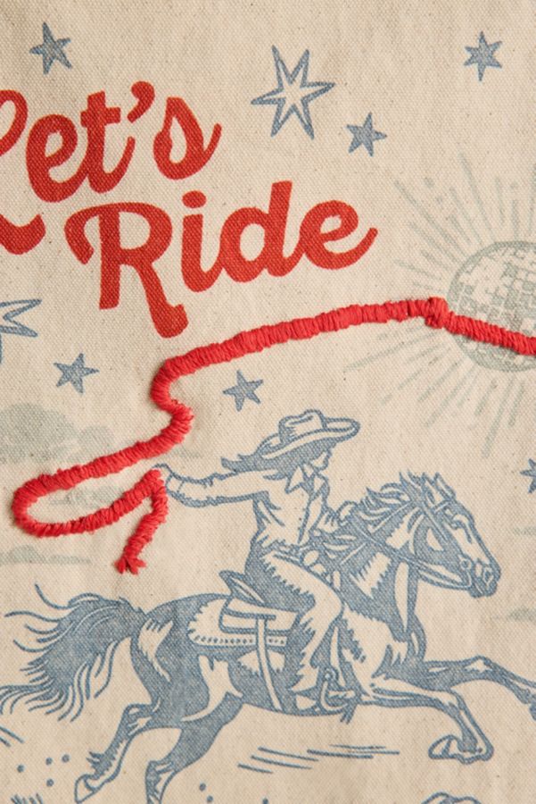 Slide View: 3: Let’s Ride Embroidered Western Flag Tapestry