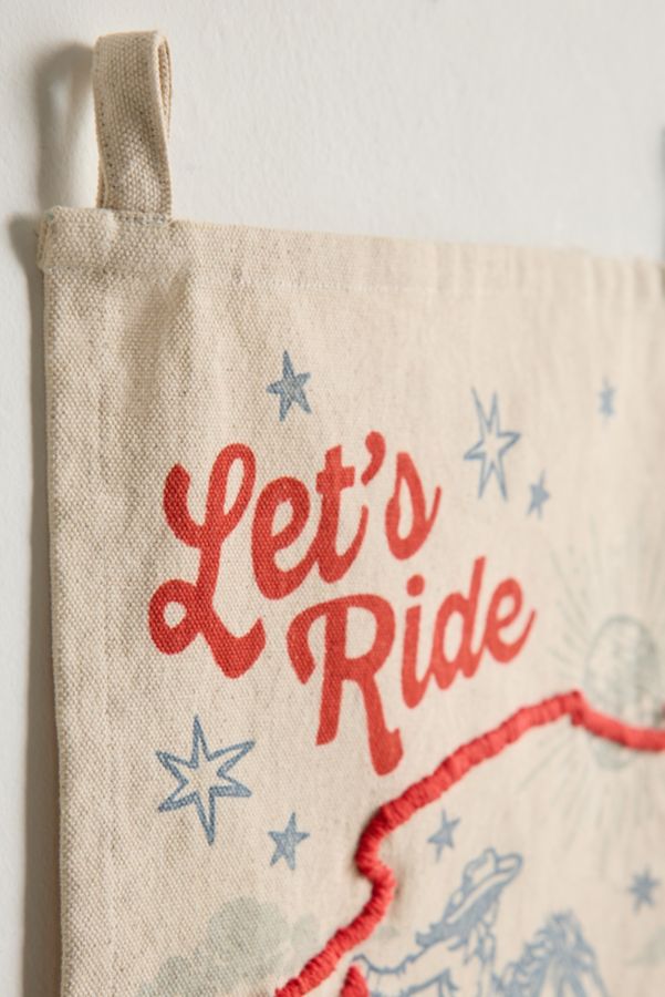 Slide View: 4: Let’s Ride Embroidered Western Flag Tapestry