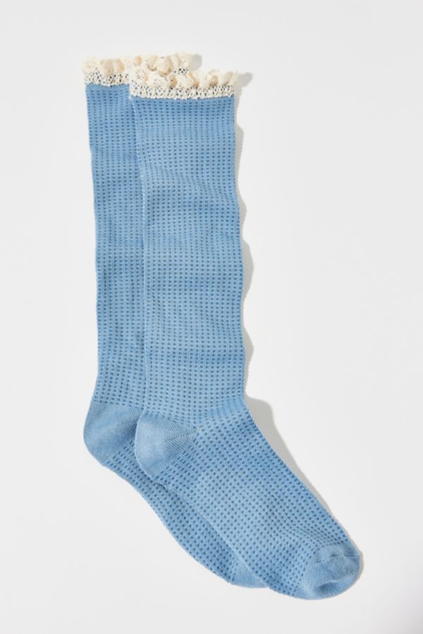 Slide View: 1: Waffle Knit Knee High Sock