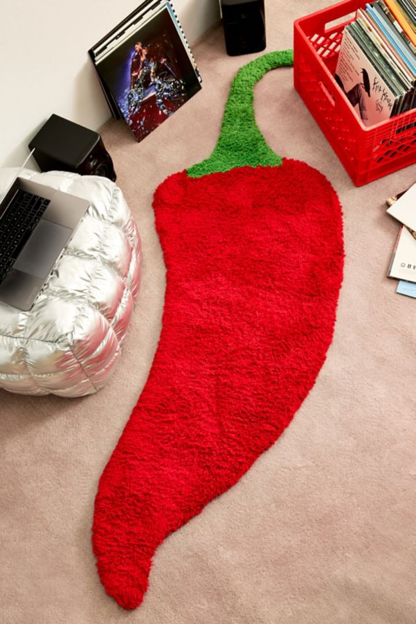 Slide View: 5: Chili Pepper Shaped Tufted Shag Rug