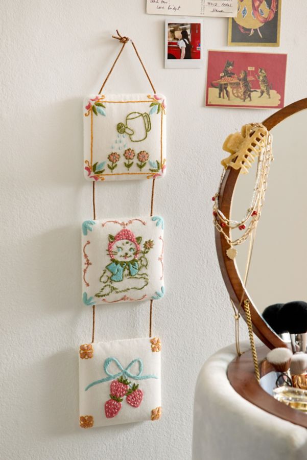 Slide View: 1: Mariana Tile Embroidered Wall Hanging