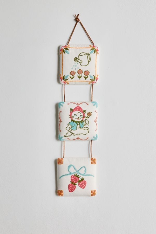 Slide View: 2: Mariana Tile Embroidered Wall Hanging