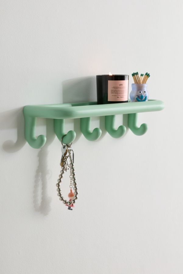 Slide View: 2: Harper Colorful Wall Multi-Hook Shelf