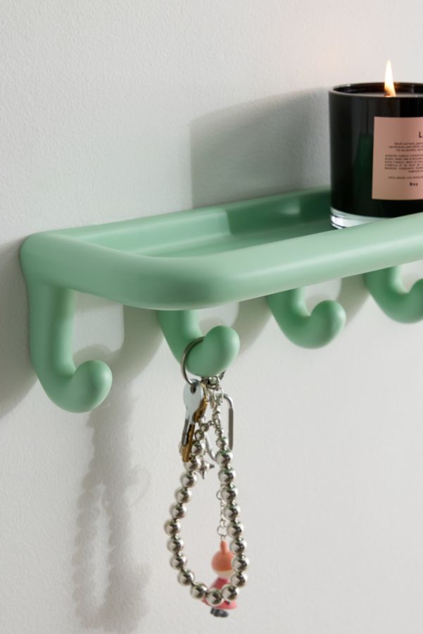 Slide View: 3: Harper Colorful Wall Multi-Hook Shelf