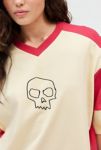 Thumbnail View 3: Skull Art Graphic Oversized V-Neck Jersey Tee