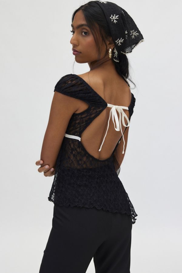 Slide View: 1: Kimchi Blue Penelope Lace Keyhole Back Asymmetric Top