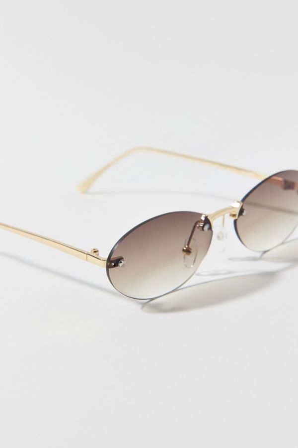 Slide View: 2: Rimless Micro Oval Sunglasses