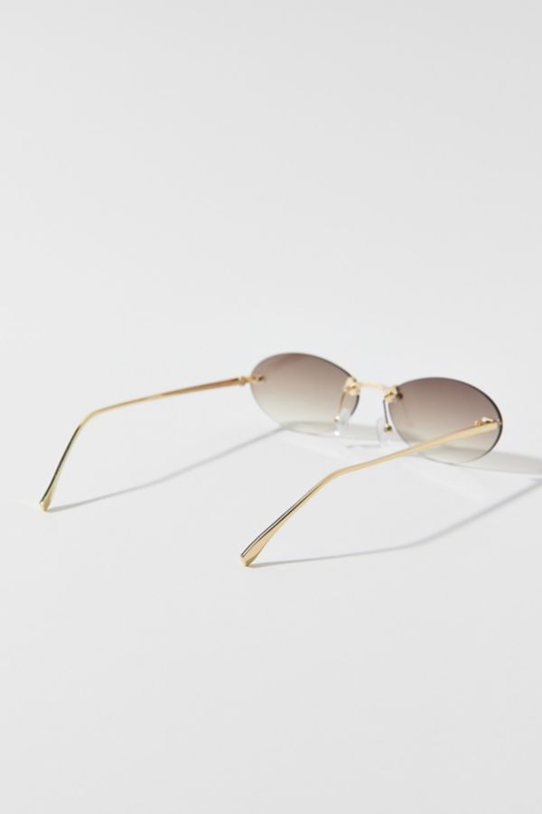 Slide View: 3: Rimless Micro Oval Sunglasses