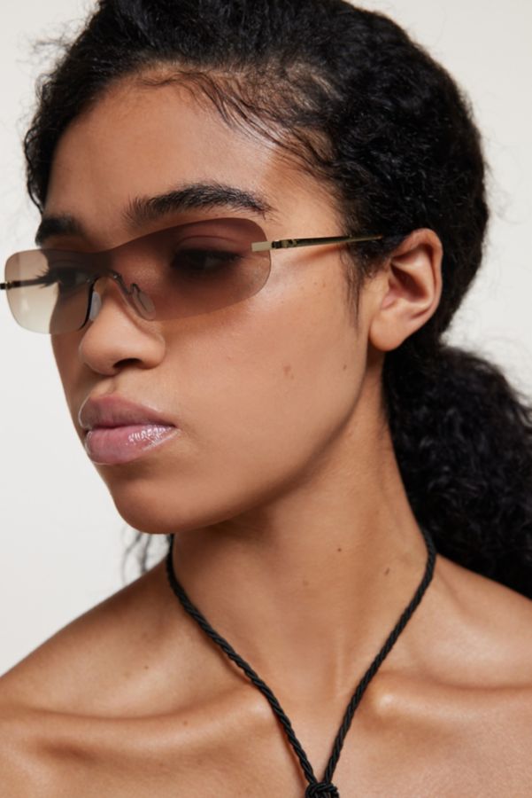 Slide View: 1: Y2K Micro Rimless Sunglasses