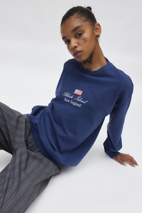 Slide View: 1: Rhode Island Embroidered Graphic Crew Neck Sweatshirt