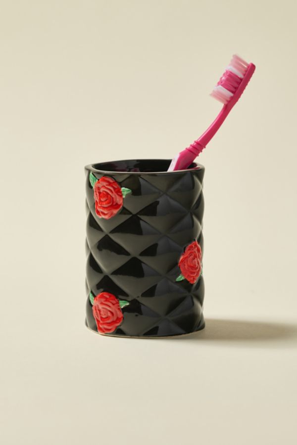 Slide View: 1: Rose Quilted Ceramic Bath Tumbler