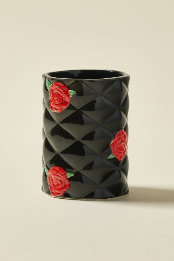 Slide View: 2: Rose Quilted Ceramic Bath Tumbler