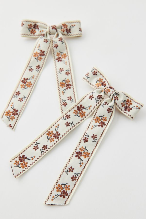 Slide View: 3: Ensemble de Barrettes à Nœud pour Cheveux Floral Jacquard