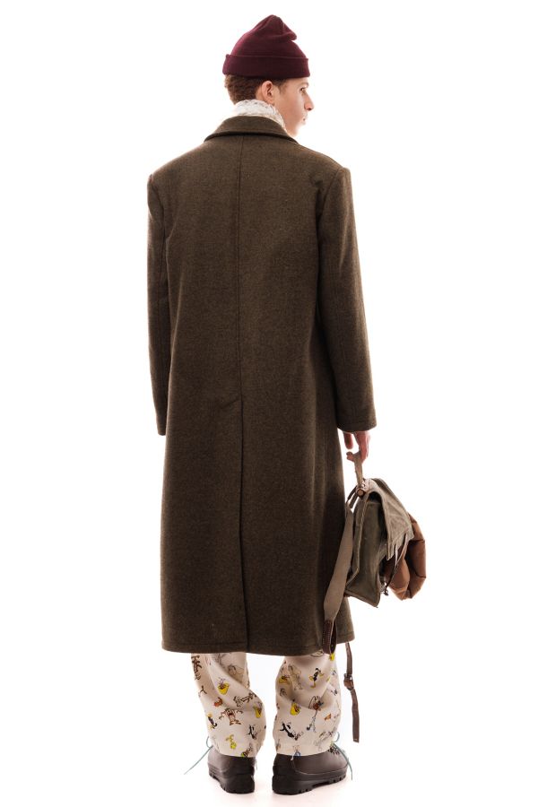 Slide View: 2: LC23 Hooded Shetland Wool Longline Coat