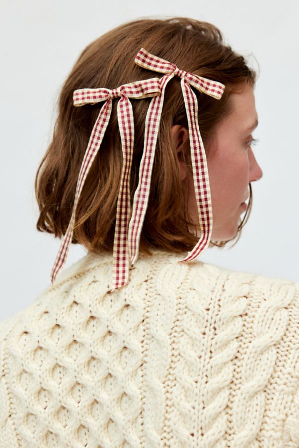 Slide View: 1: Plaid Hair Bow Clip Set