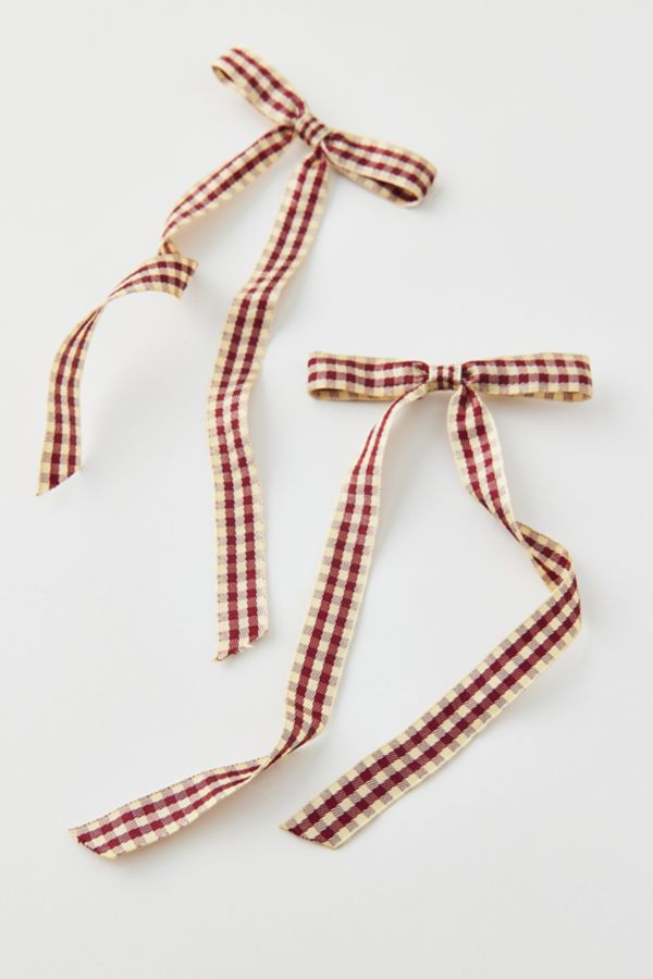 Slide View: 3: Plaid Hair Bow Clip Set