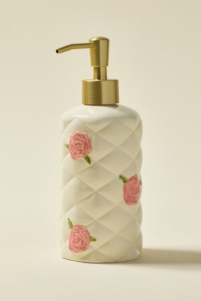 Rose Quilted Ceramic Soap Dispenser