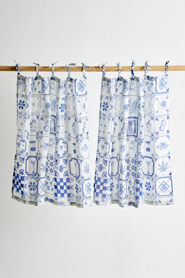 Slide View: 2: Mariana Tile Patterned Café Curtain Set