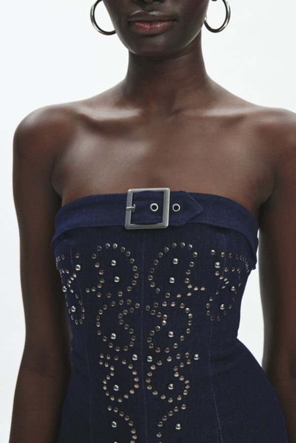 Slide View: 3: Ecote Izzy Strapless Embellished Denim Mini Dress