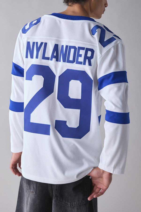 Slide View: 2: Mitchell & Ness NHL Toronto Maple Leafs 2018 William Nylander Long Sleeve Hockey Jersey