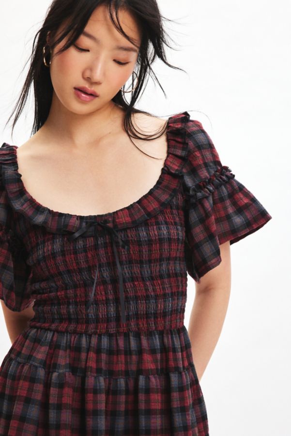 Slide View: 3: Kimchi Blue Juniper Plaid Ribbon Trim Mini Dress