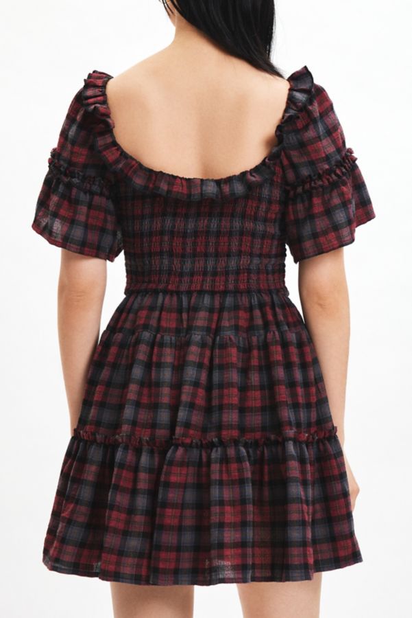 Slide View: 5: Kimchi Blue Juniper Plaid Ribbon Trim Mini Dress