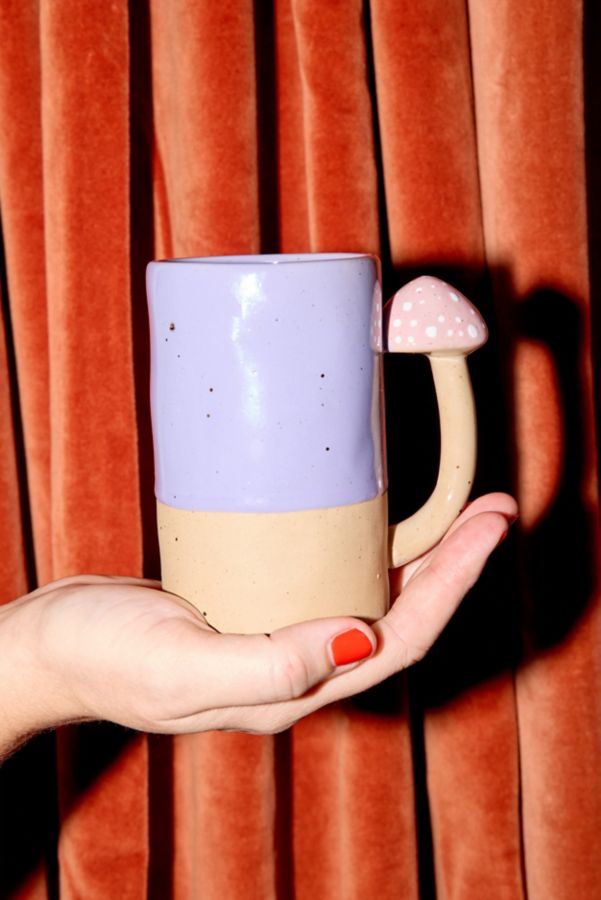 Slide View: 1: Shroomie Mushroom Handle Ceramic Mug