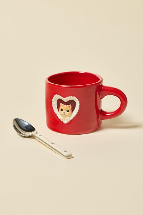 Slide View: 1: Kitty Cat Ceramic Peekaboo Mug