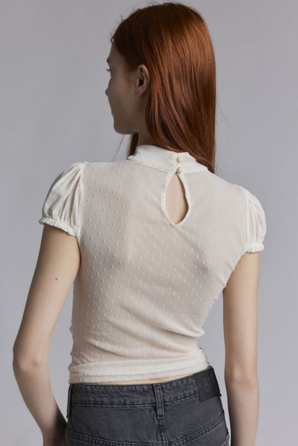 Slide View: 4: Kimchi Blue Key To My Heart Swiss Dotted Sheer Mesh Top