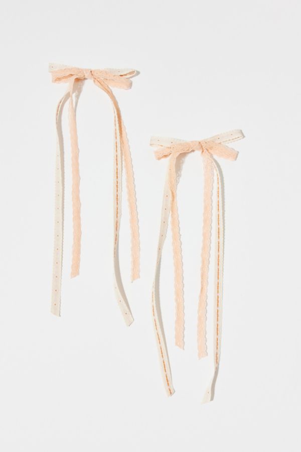 Slide View: 2: Double Layer Ribbon Hair Bow Clip Set