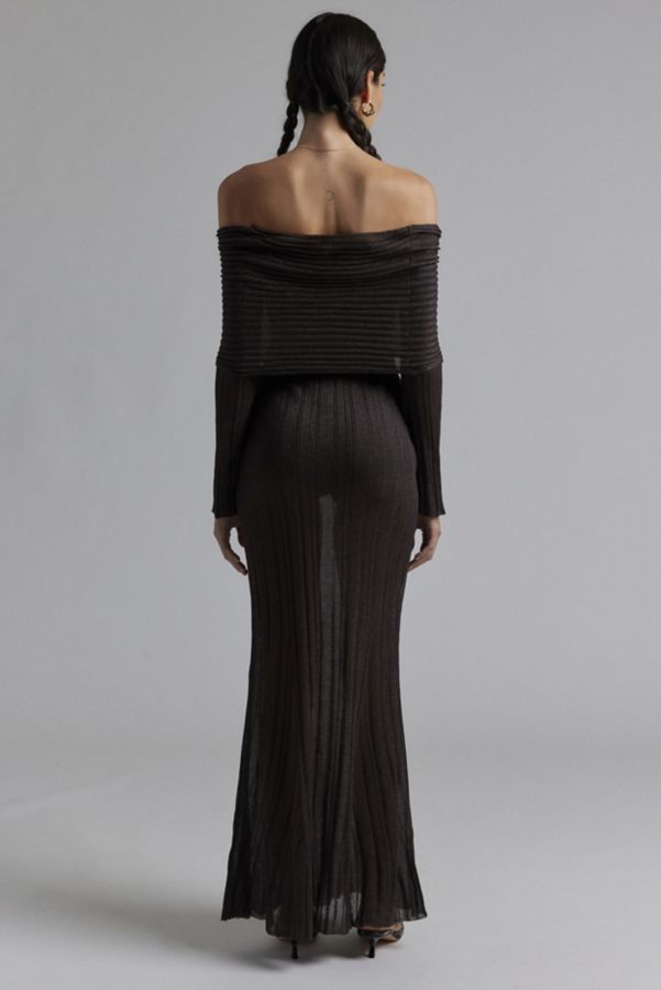 Slide View: 4: AFRM Tamlin Off-The-Shoulder Sheer Sweater Maxi Dress