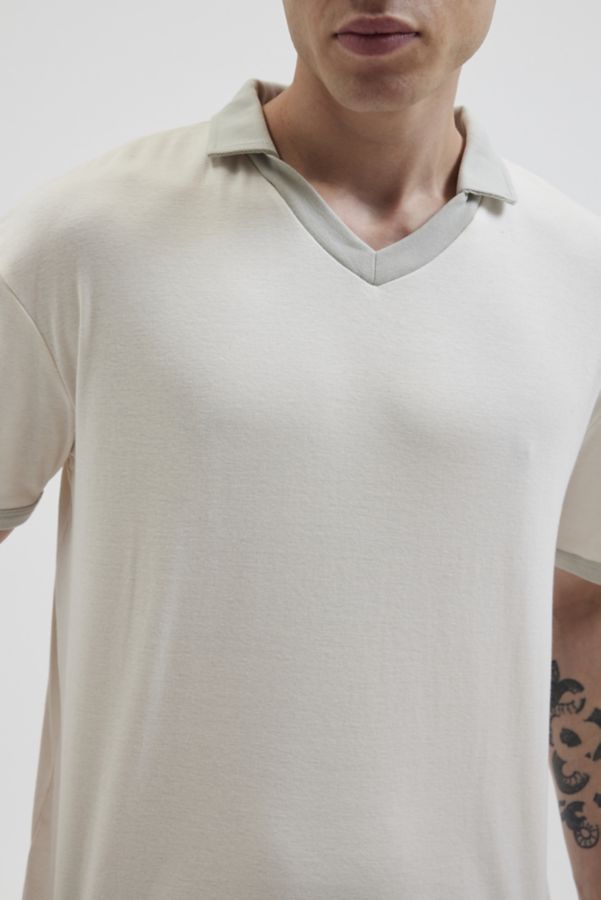 Slide View: 4: Standard Cloth Shrunken Fit V-Neck Polo Tee