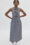 Thumbnail View 1: Motel Prelith Tie-Front Bow Gingham Midi Dress