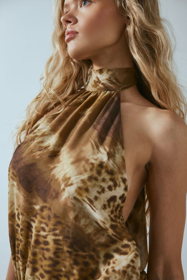 Slide View: 3: Ecote Delphone Leopard Asymmetric Halter Mini Dress