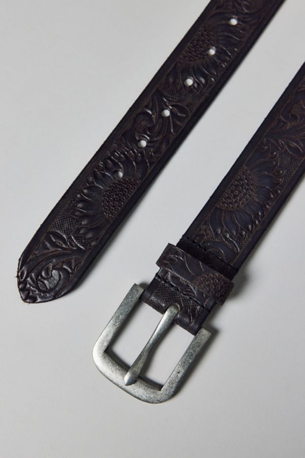 Slide View: 3: Ceinture en Cuir Travaillé de Style Western