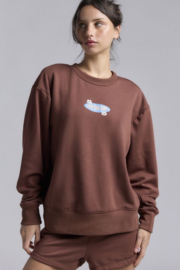 Slide View: 1: Dippin’ Daisy’s x Save Our Surf Apres Surf Graphic Crew Neck Pullover